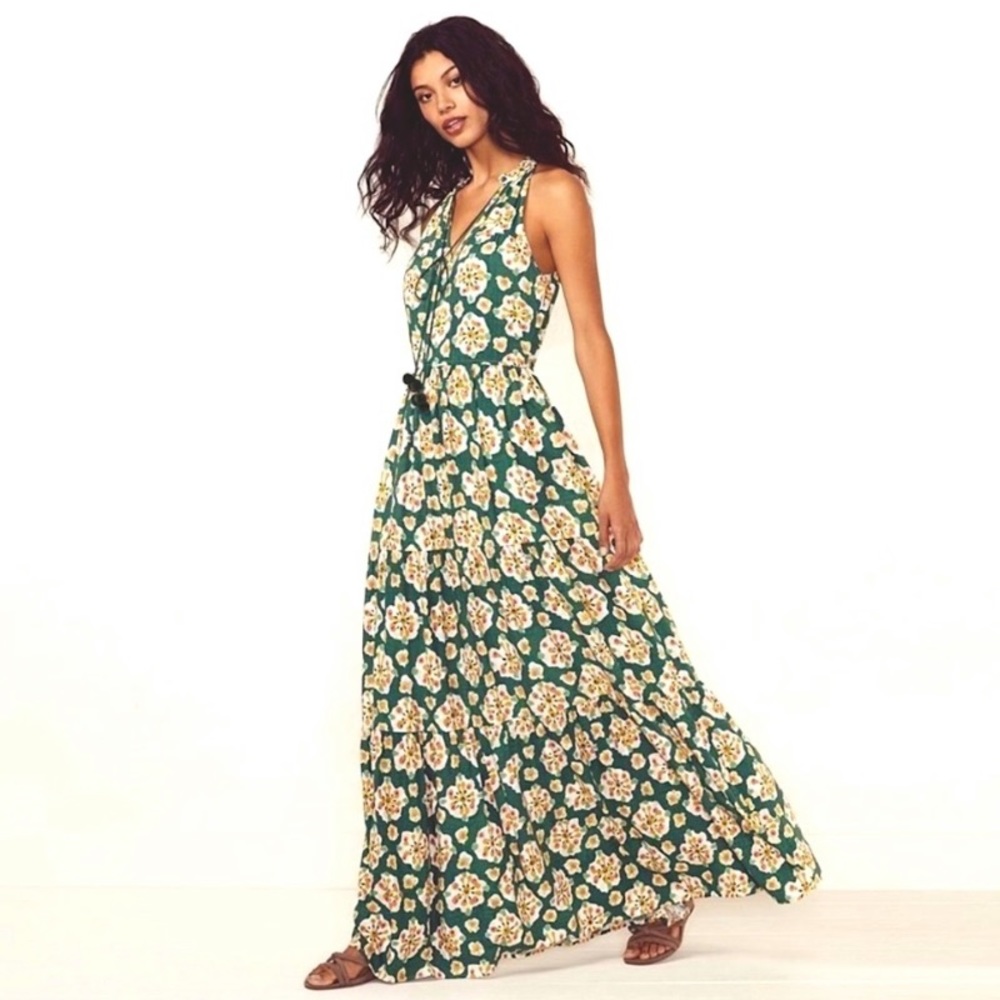 Lauren Conrad Green Floral Sleeveless Maxi Dress
